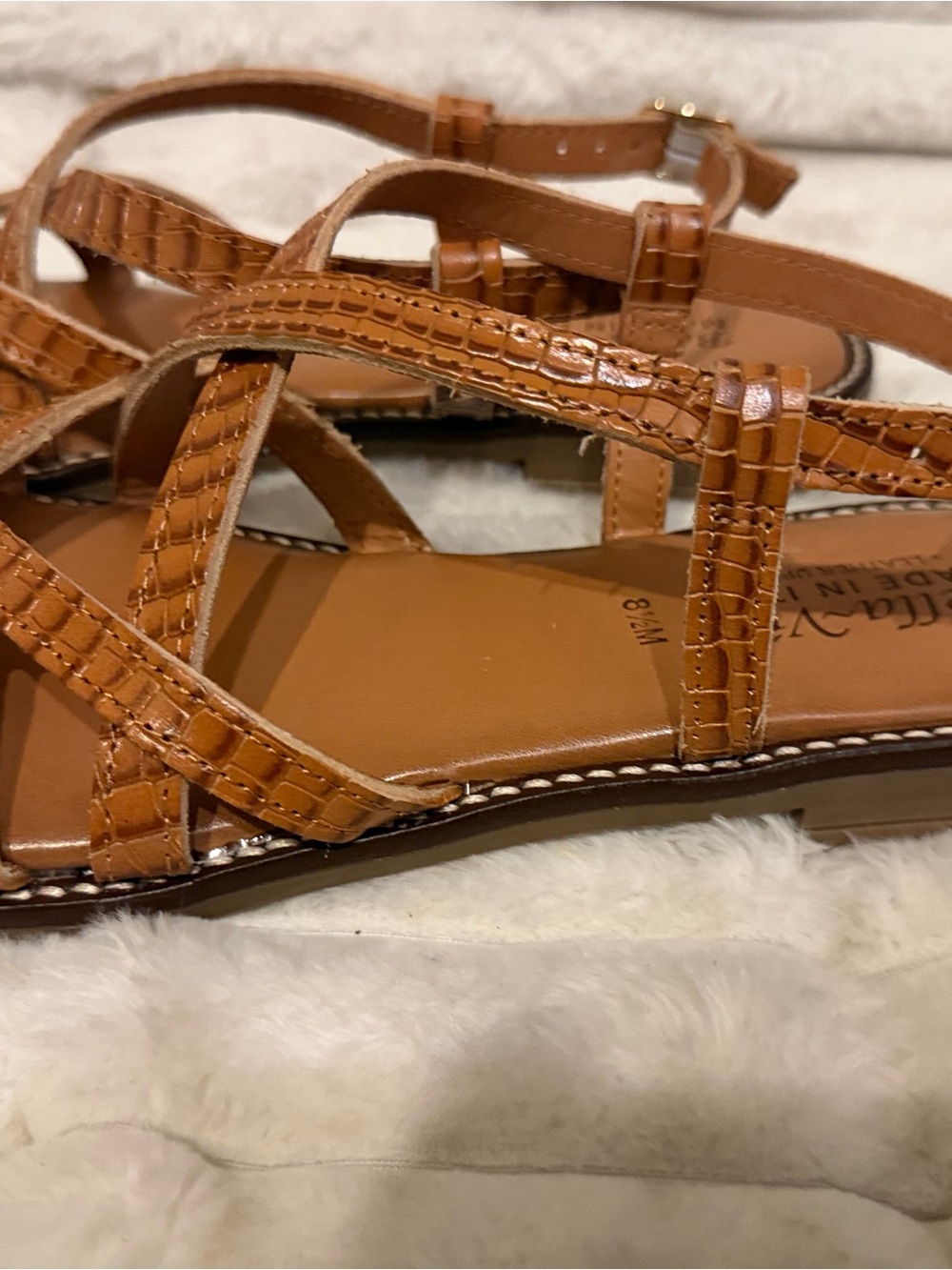 Bella Vita Tan Crisscross Strappy Sandals - Picture 3 of 6